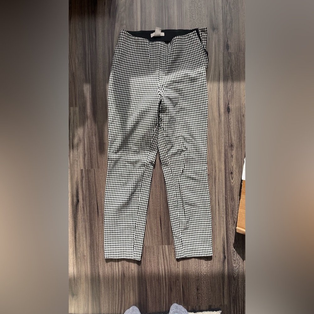 H&M stretchy gingham office trousers